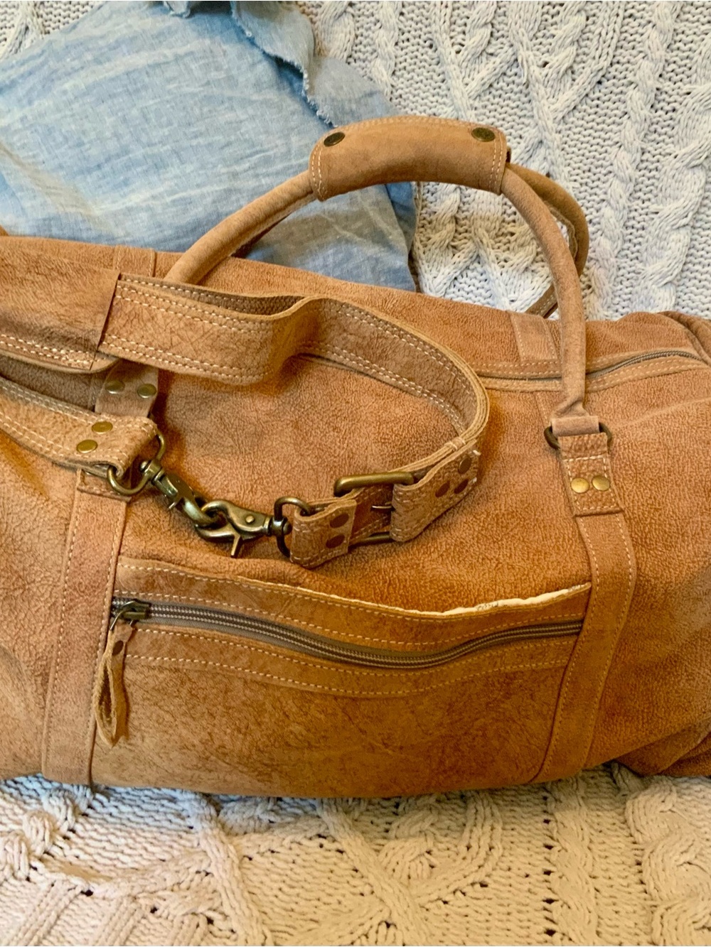Myra Brown Leather Duffel Bag - Classic Travel Weekender NWOT